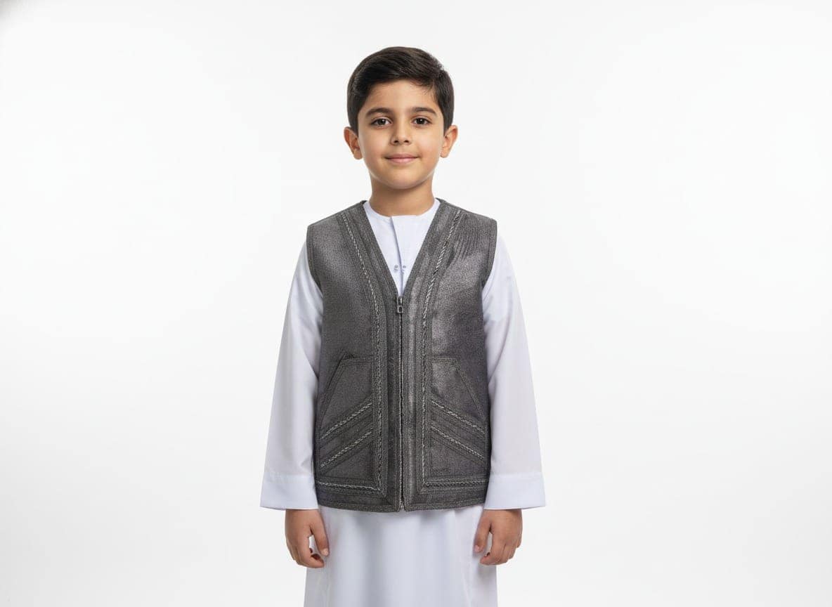 صدرية أطفال شتوي فاخر من الرصاصي - الصورة 5