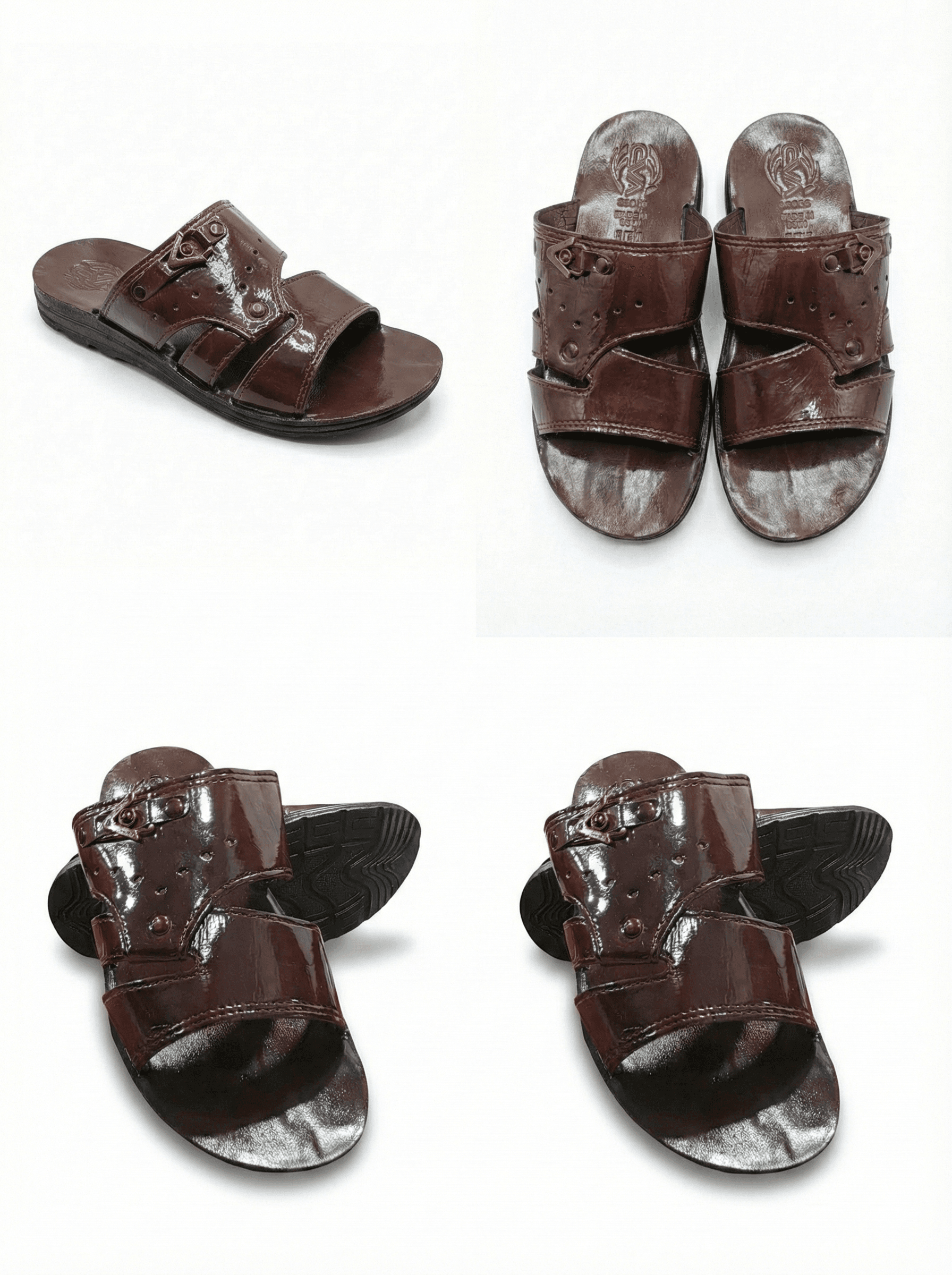 حذاء ولادي شرقي بني لامع بتصميم ملكي - الصورة 5