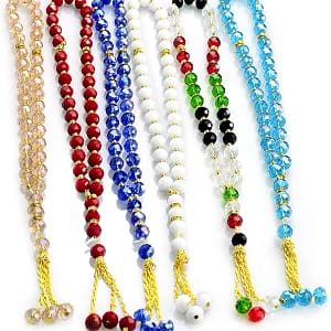 مسبحة كريستال فاخرة ببريق الألماس وتصميم ذهبي عصري – ألوان متعددة