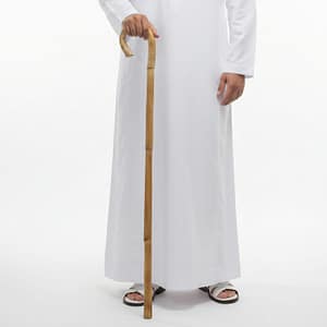 عصا خيزران طبيعية بمقبض معكوف