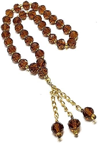 ⁦مسبحة كريستال فاخرة ببريق الألماس وتصميم ذهبي عصري – ألوان متعددة⁩ - الصورة ⁦3⁩